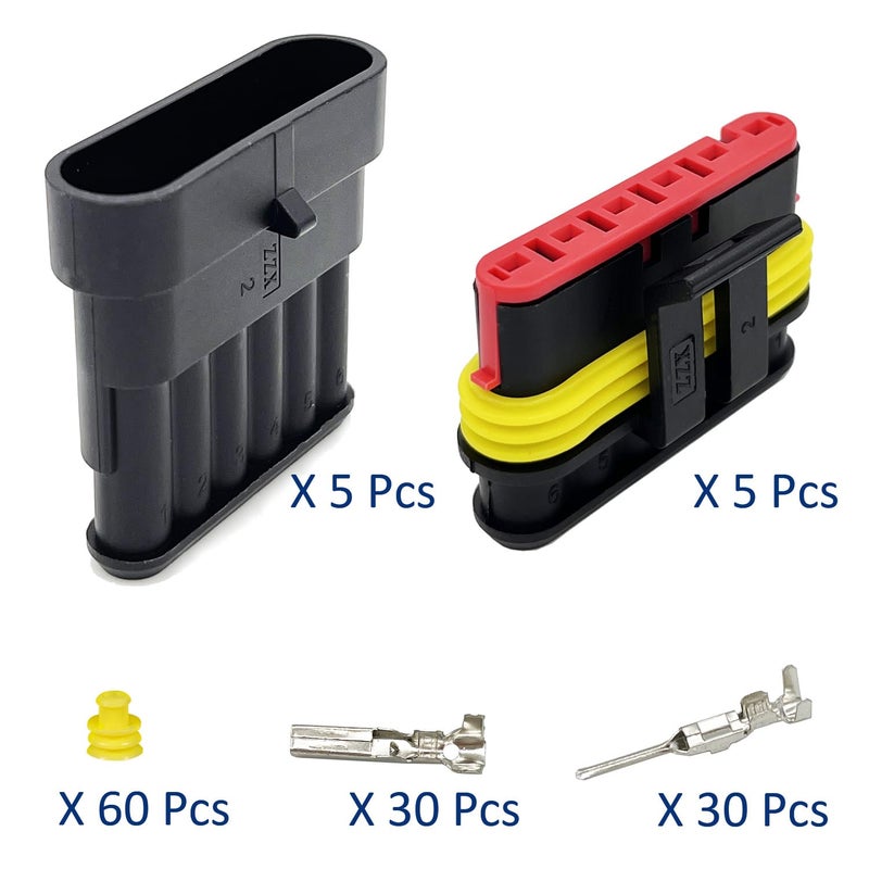 Twippo 5 Kit 6 Pin Connector Automotive Electrical Connectors Quick Connect and Disconnect 6 Wire Connectors Waterproof Connector 6 Way - Image 2